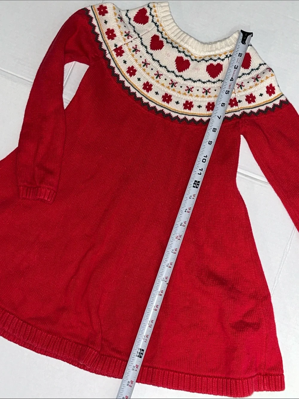 Hanna‎ Andersson Sweater Dress Fairisle Red Long Sleeve Holiday Youth Girls 6/7